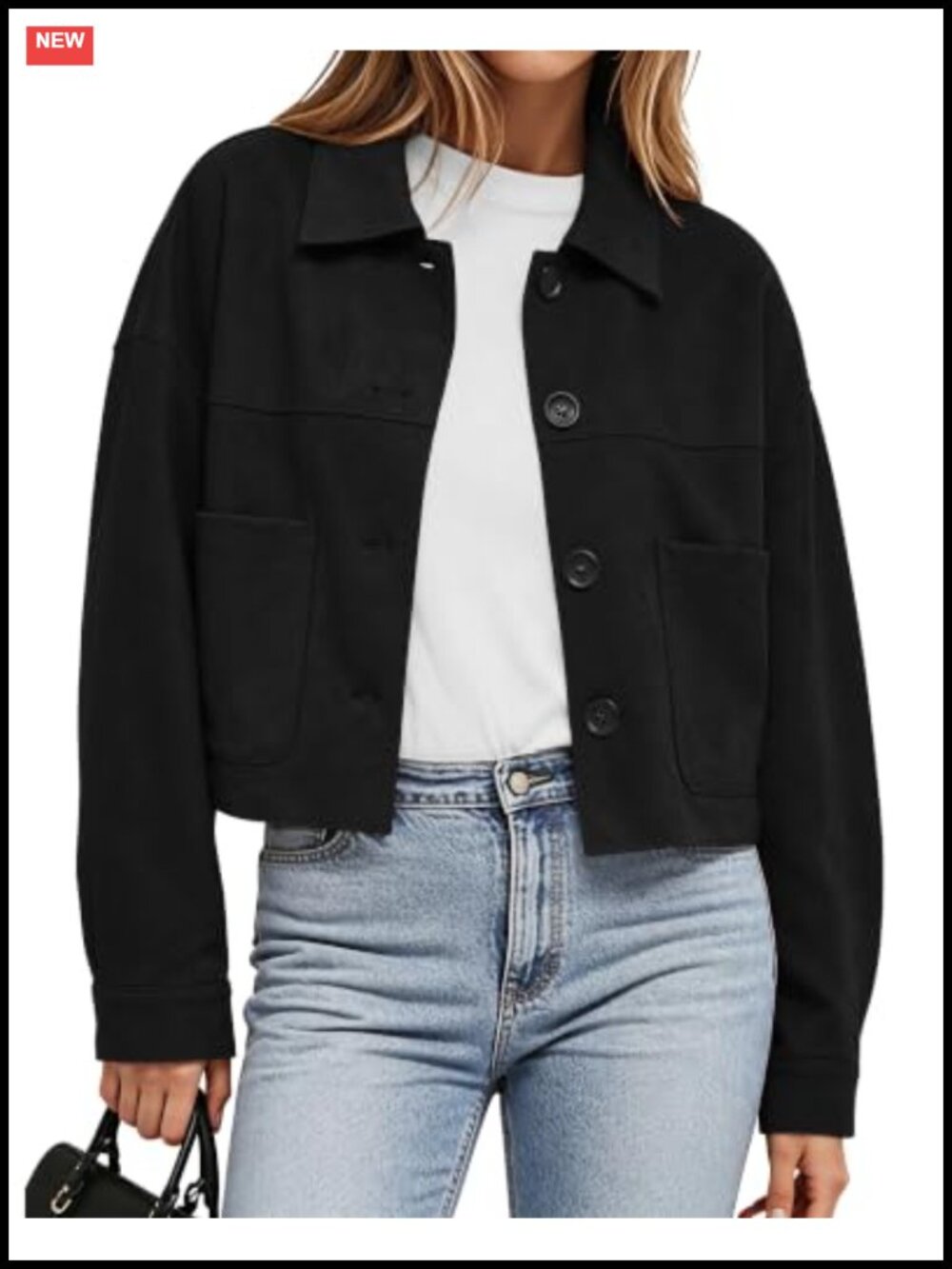 Faux Suede Cropped Jacket Lightweight Casual Button Down Coat